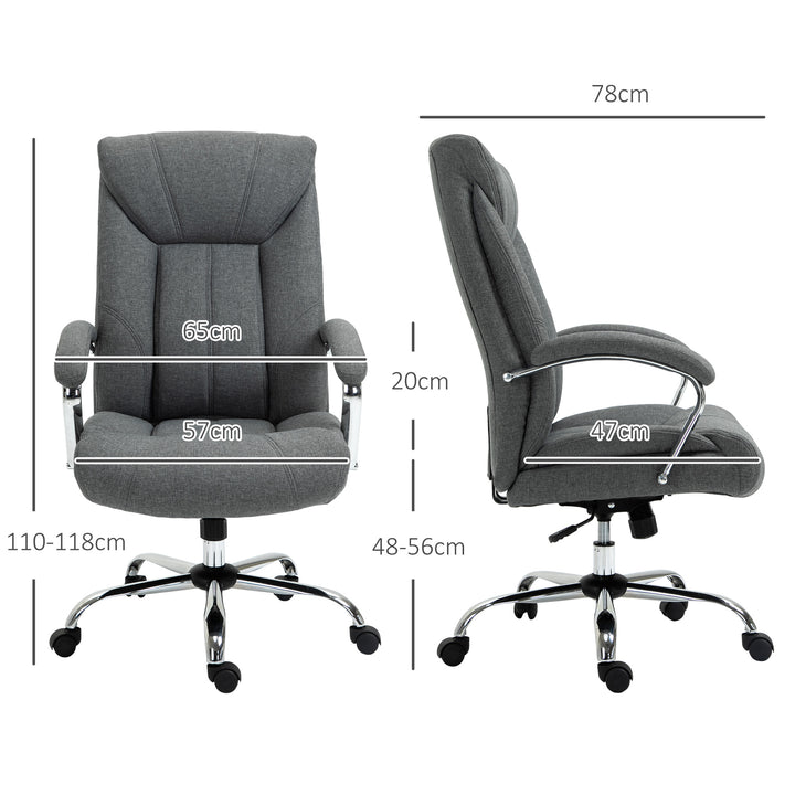 Office Chair, Fabric Desk Chair, Padded Executive Chair with Adjustable Height, Swivel Wheels, Metal Star Base, Grey