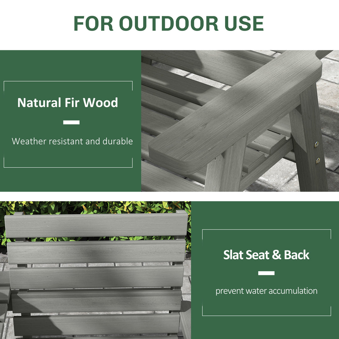 Fir Wood Convertible 2 to 3 Seater Outdoor Garden Bench Grey