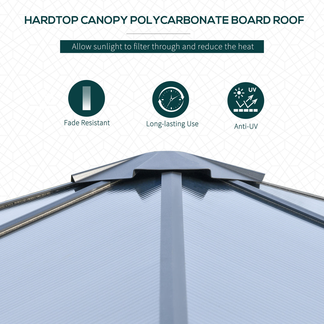 3 x 3(m) Hardtop Gazebo Canopy with Polycarbonate Roof, Aluminium Frame, Permanent Pavilion Garden Gazebo with Netting and Curtains for Patio, Deck, Dark Grey