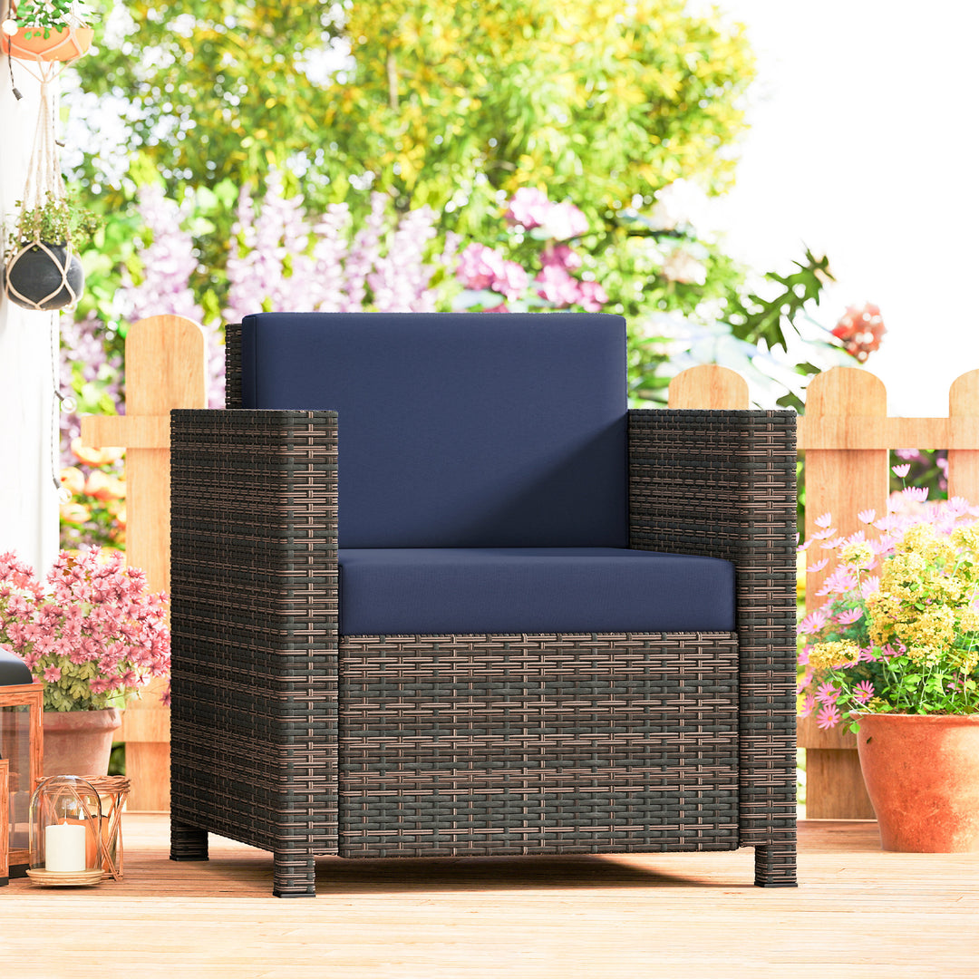 PE Rattan Garden Armchair with Cushion