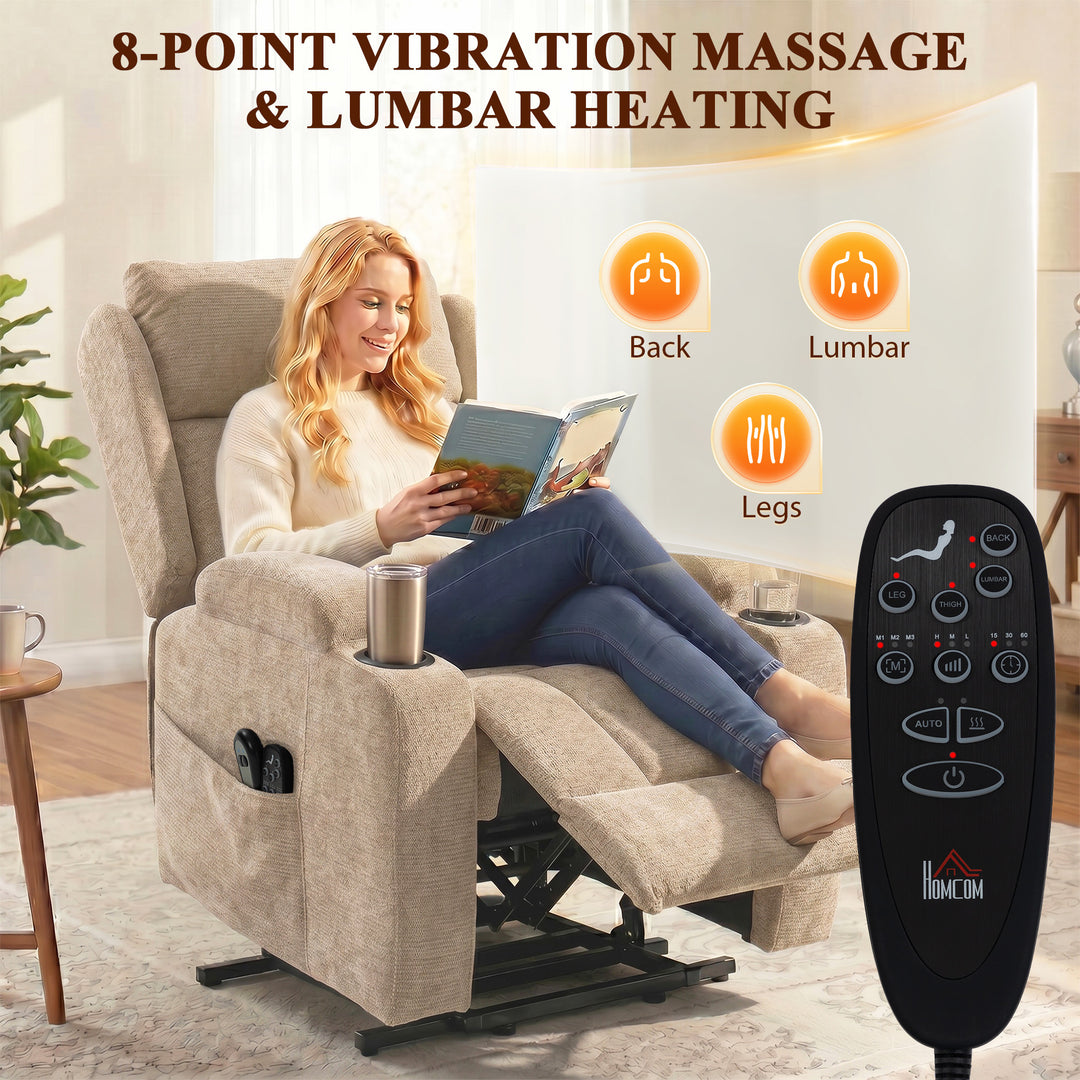 Power Lift Recliner Chair with Vibration Massage and Heat, Chenille Ri