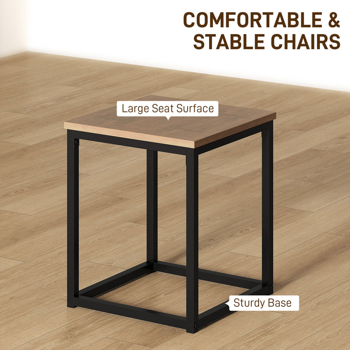 MCL 5 Piece Dining Table and Chairs Set 4, Industrial Space Saving Table and Chairs with Metal Frame, Square Kitchen Table and Stools for Dining Room, Brown