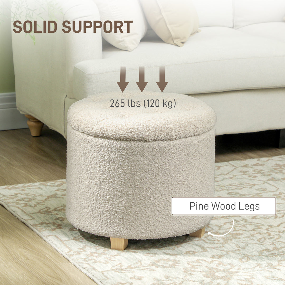 40.5L Teddy Fleece Storage Ottoman - Cream White