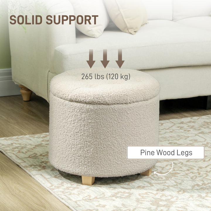 40.5L Teddy Fleece Storage Ottoman - Cream White