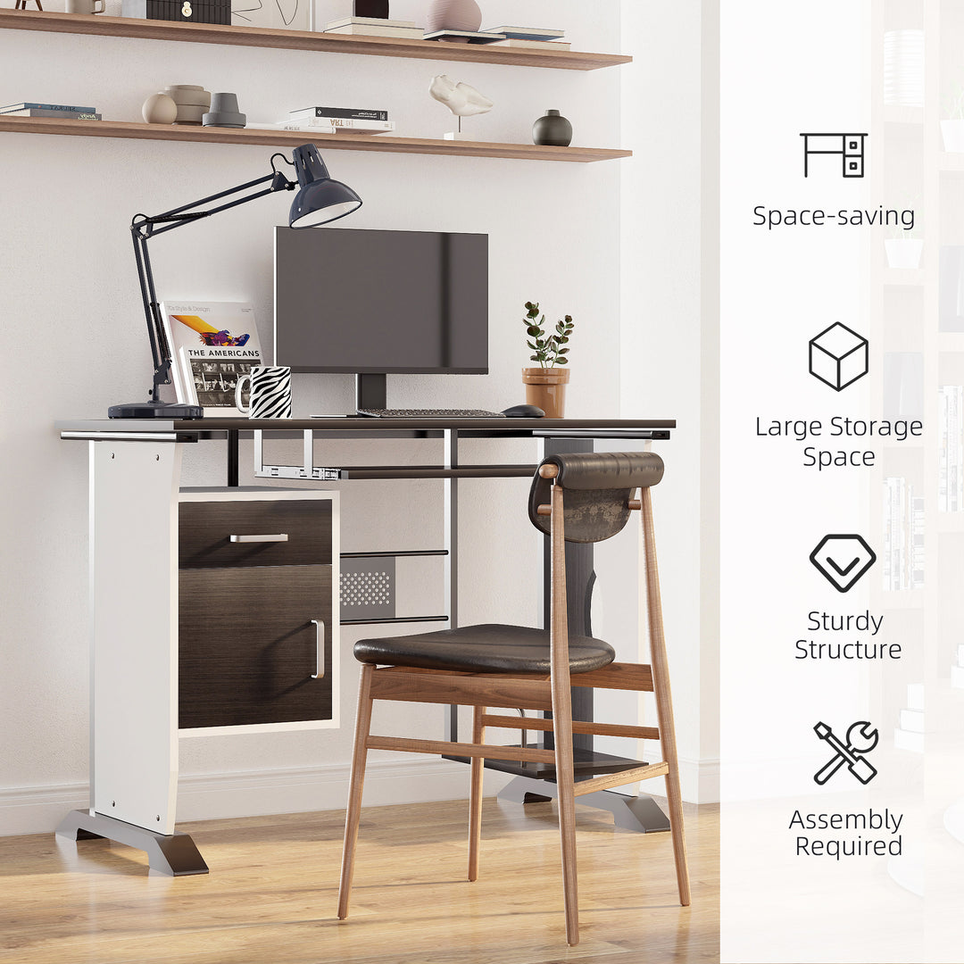 MCL Computer Desk with Sliding Keyboard Tray, Storage Drawers and Host Box Shelf, Home Office Desk, Study Workstation, 100 x 52 x 75cm, Black Walnut