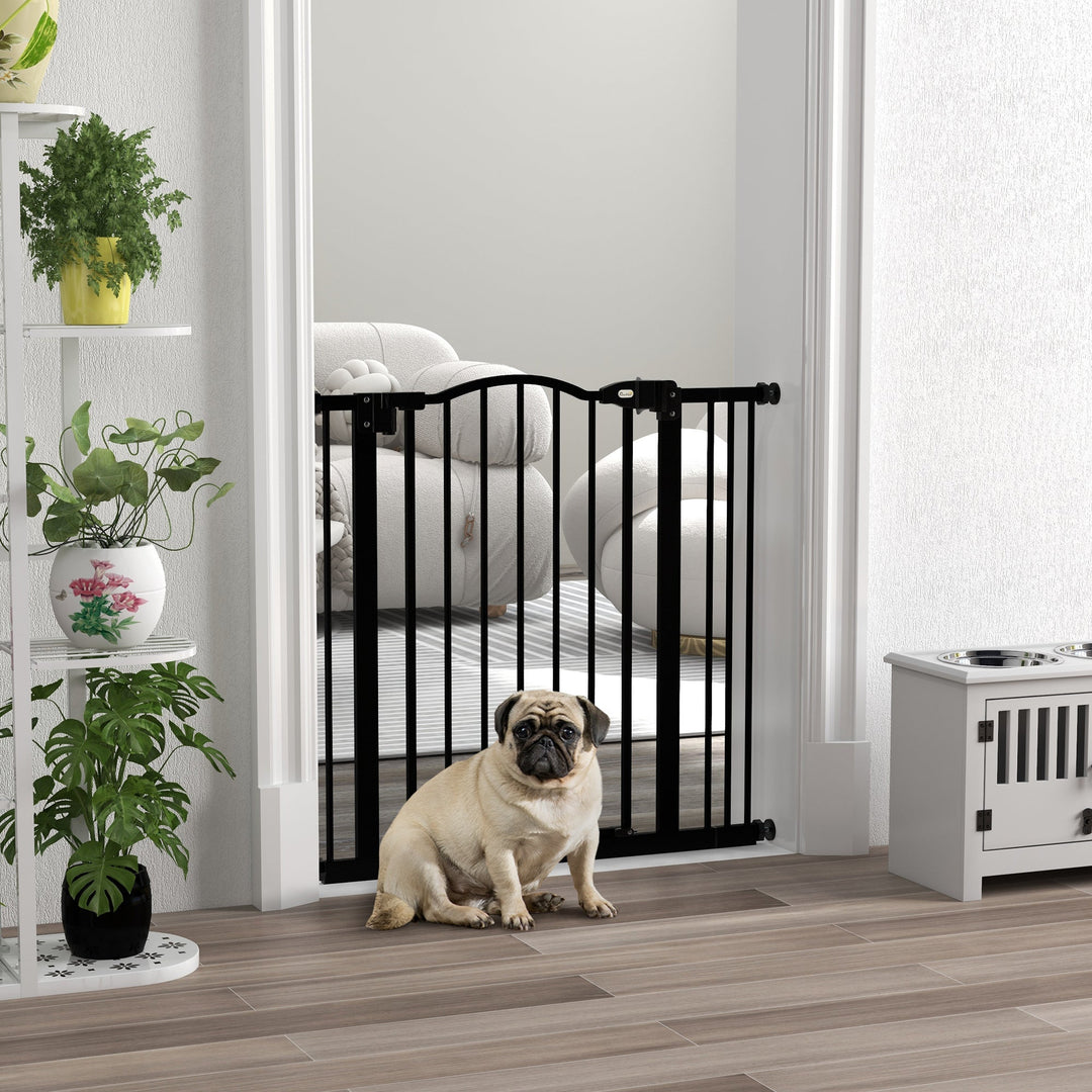Metal 74-87cm Adjustable Pet Gate Safety Barrier w/ Auto-Close Door