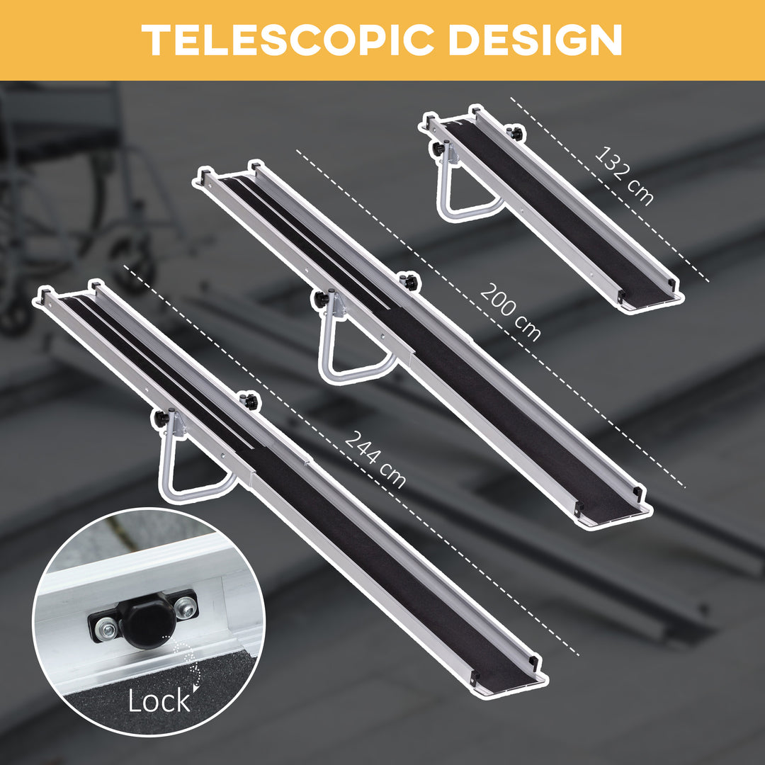 Set of Two 244cm Three-Level Aluminium Wheelchair Ramps