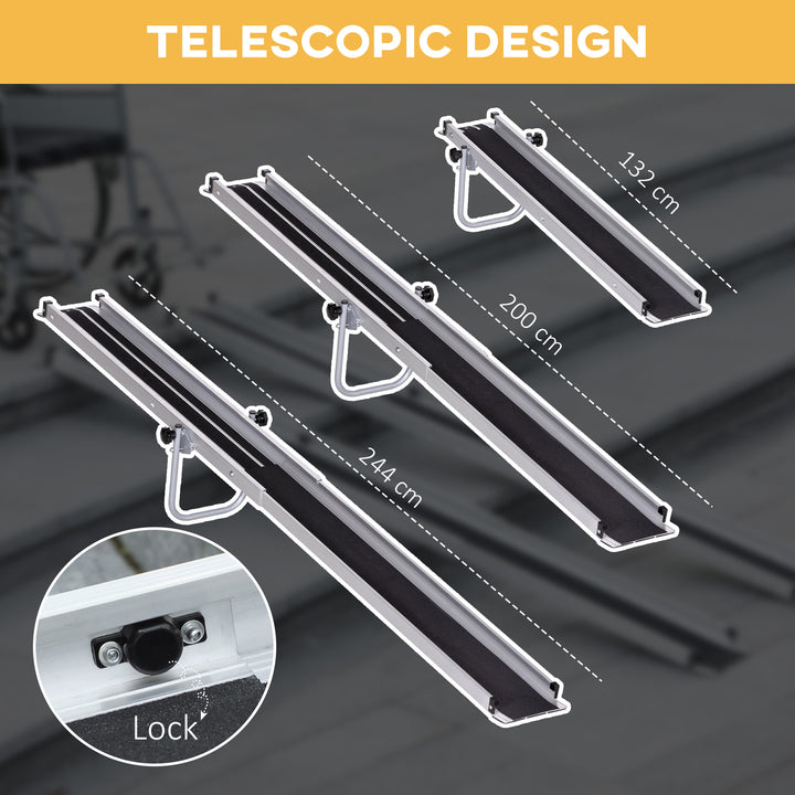 Set of Two 244cm Three-Level Aluminium Wheelchair Ramps