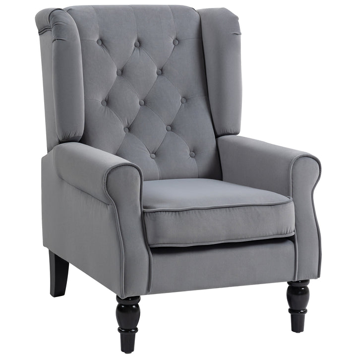Wingback Accent Chair, Retro Upholstered Button Tufted Occasional Chai