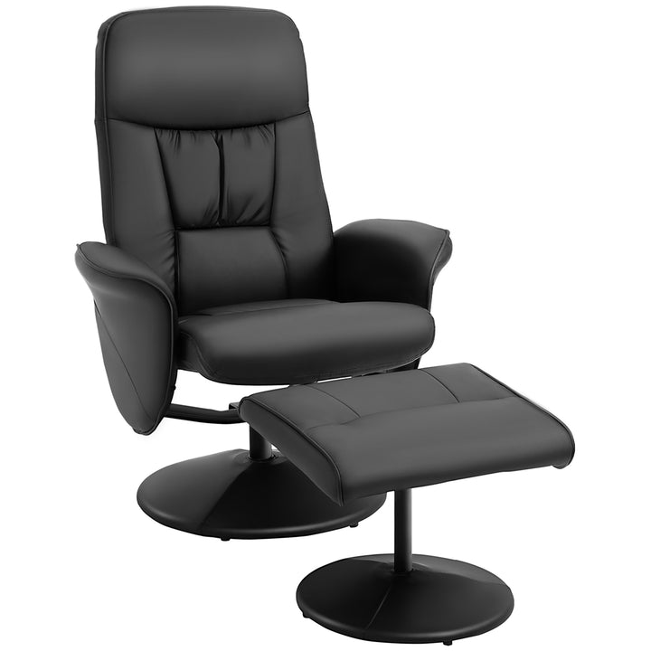 Executive Recliner Chair High Back and Footstool, HOMCOM Armchair Lounge Seat Black | Aosom UK