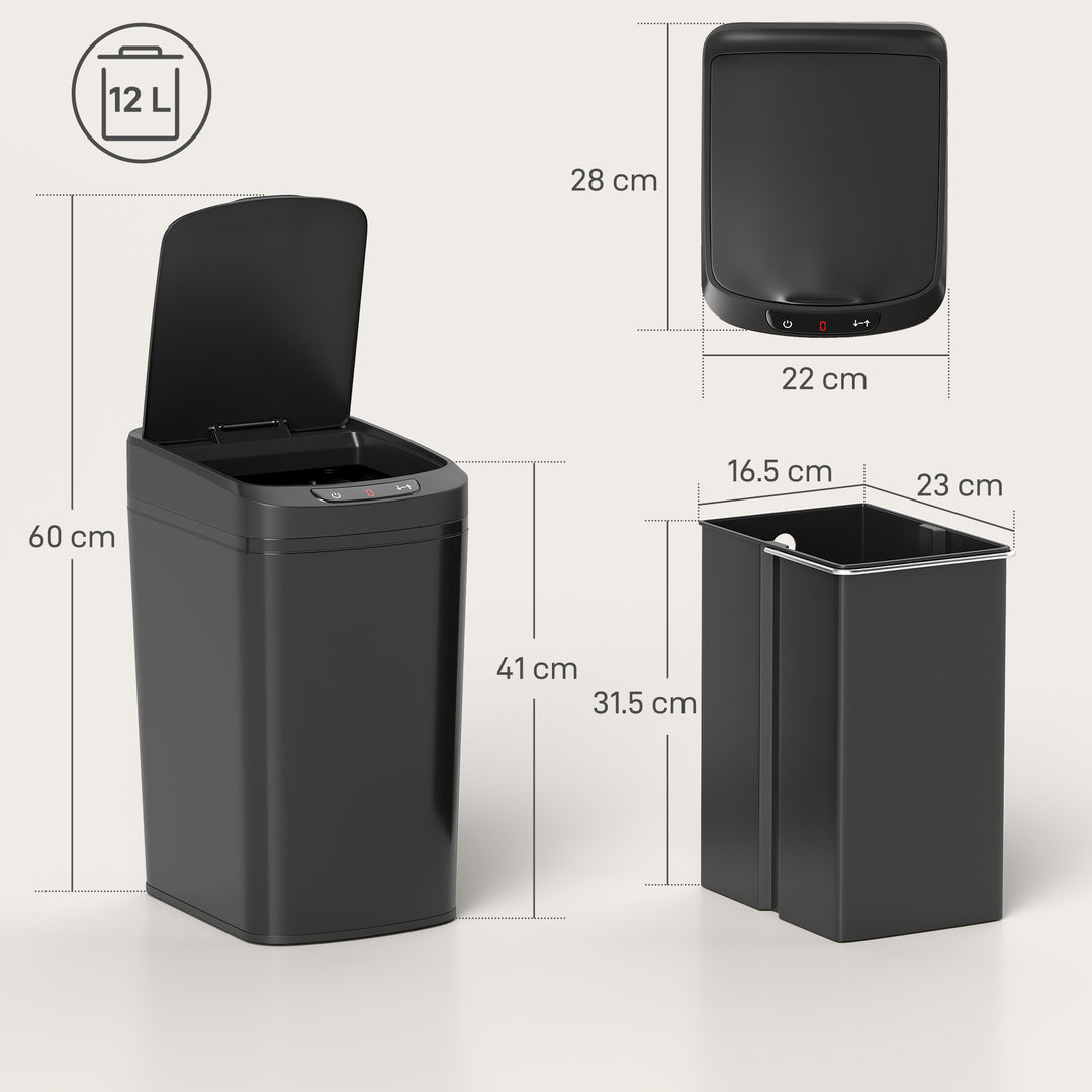 12L Sensor Bin, Automatic Touchless Motion Sensor Kitchen Bin with Fingerprint Resistant Stainless Steel