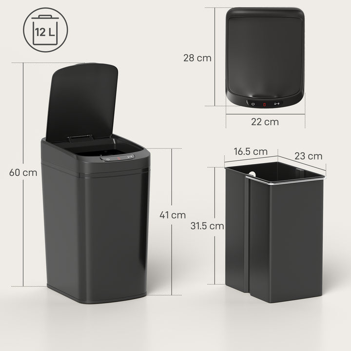 12L Sensor Bin, Automatic Touchless Motion Sensor Kitchen Bin with Fingerprint Resistant Stainless Steel