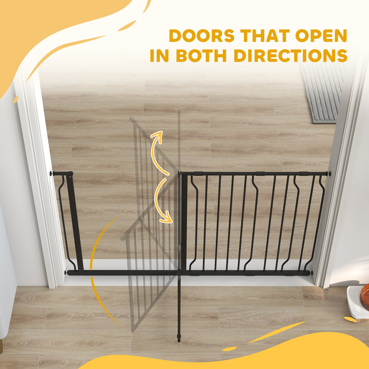 Extra Wide Dog Safety Gate, with Door Pressure, for Doorways, Hallways, Staircases - Black