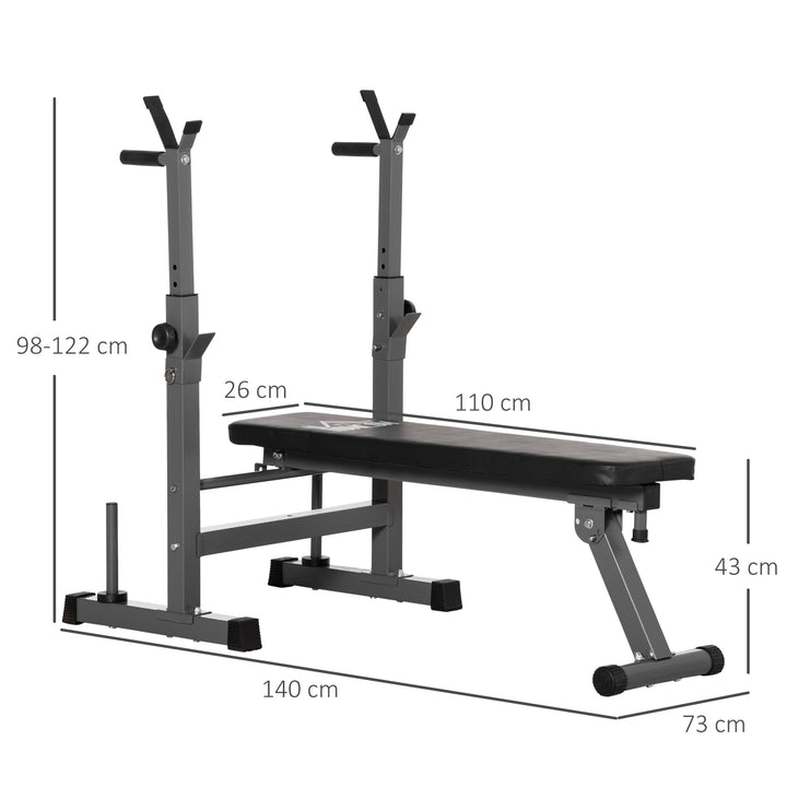 Adjustable Weight Bench, Foldable Bench, with Barbell Rack, Grey