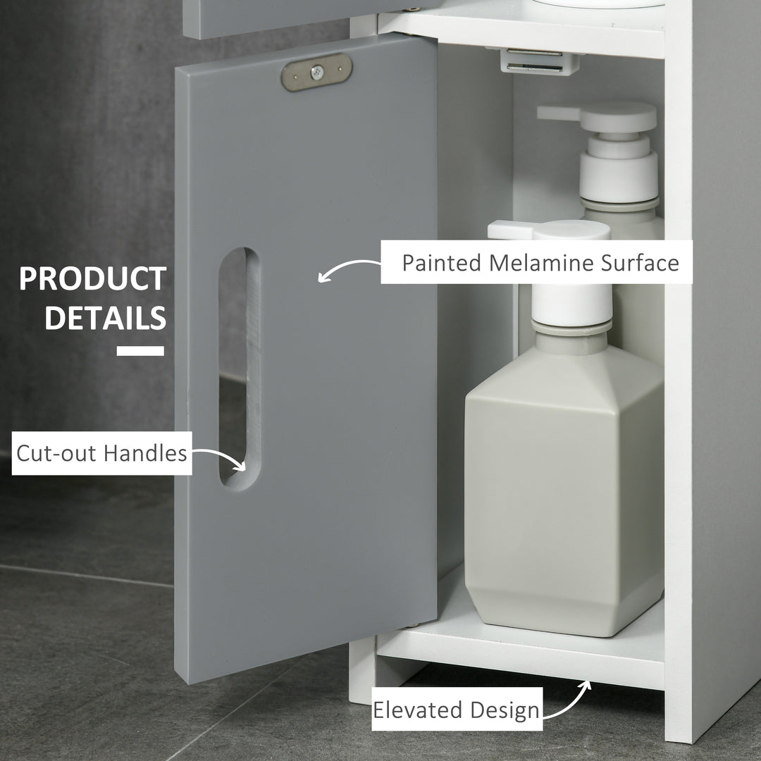 Modern Bathroom Storage Cabinet, Freestanding Tall Bathroom Cabinet with Open Shelves and 3 Cupboards with Door, for Bedroom Hallway, Grey