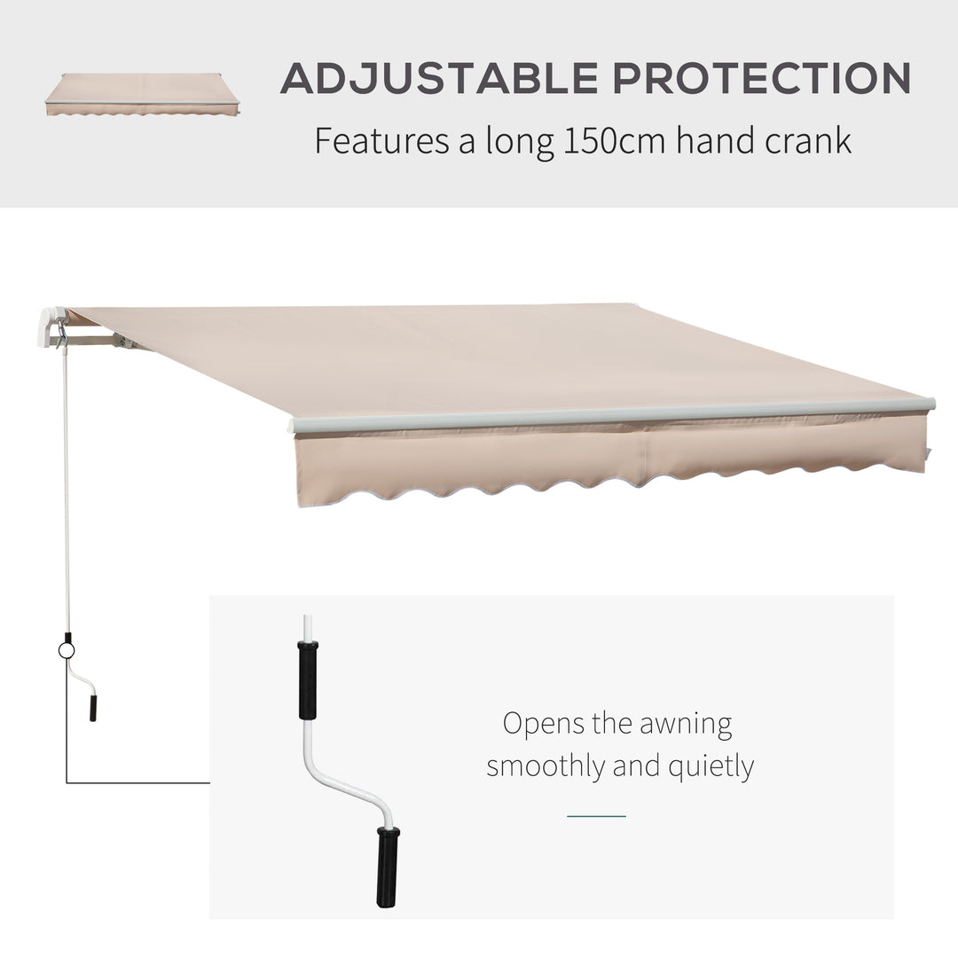 4x2.5m Manual Awning Window Door Sun Weather Shade w/ Handle Beige