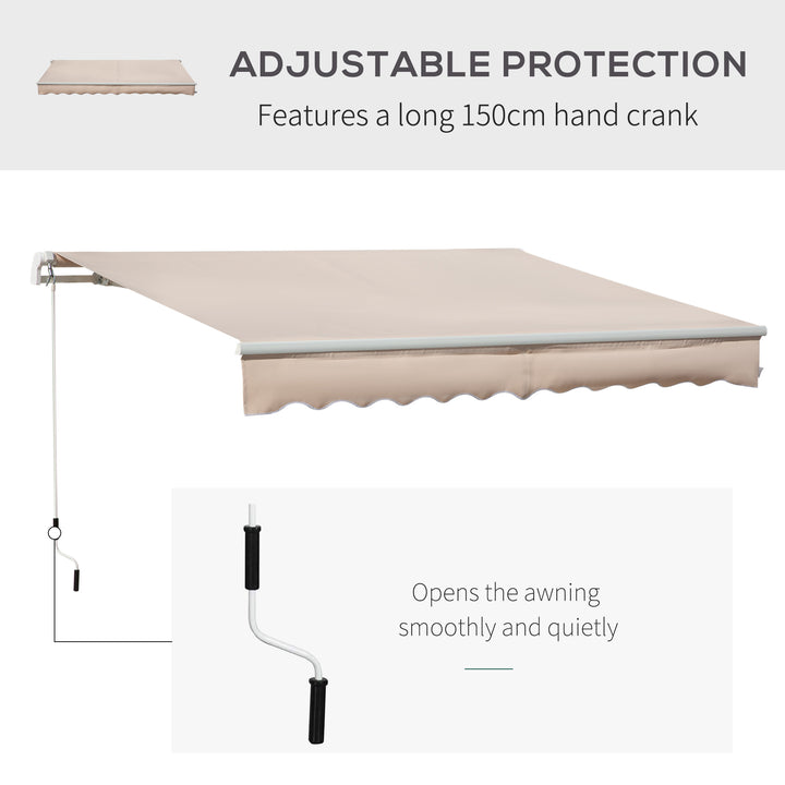 4x2.5m Manual Awning Window Door Sun Weather Shade w/ Handle Beige