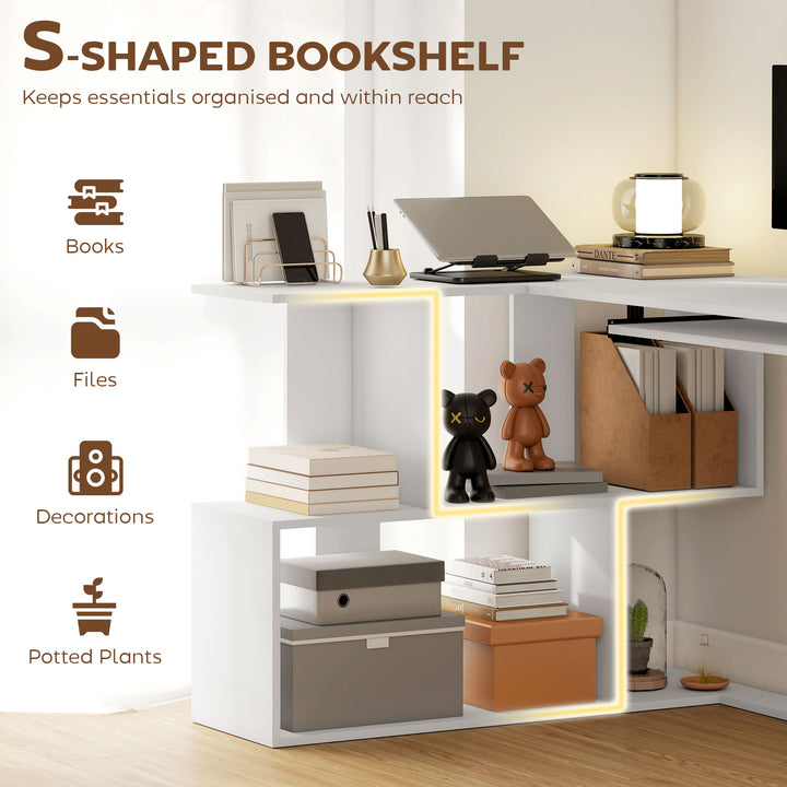L-Shaped Corner Desk, Computer Desk with Keyboard Tray and Open Shelve