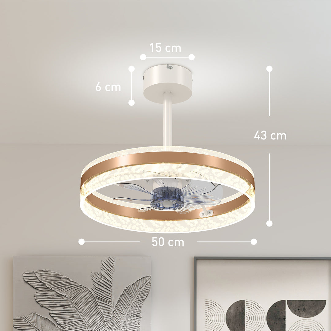 Ceiling Fan with LED Light and Remote - Gold Tone