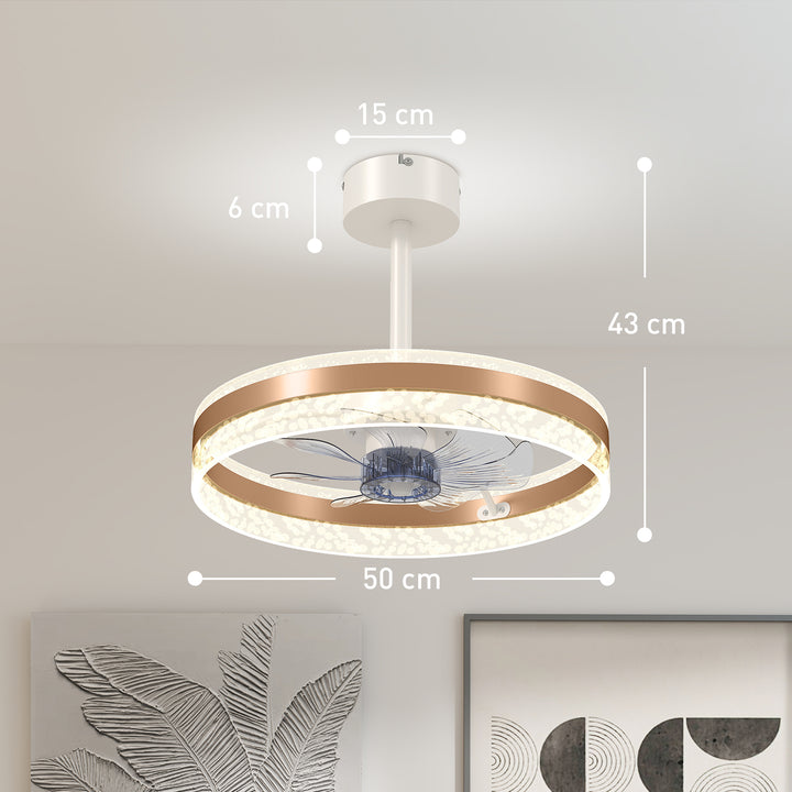 Ceiling Fan with LED Light and Remote - Gold Tone