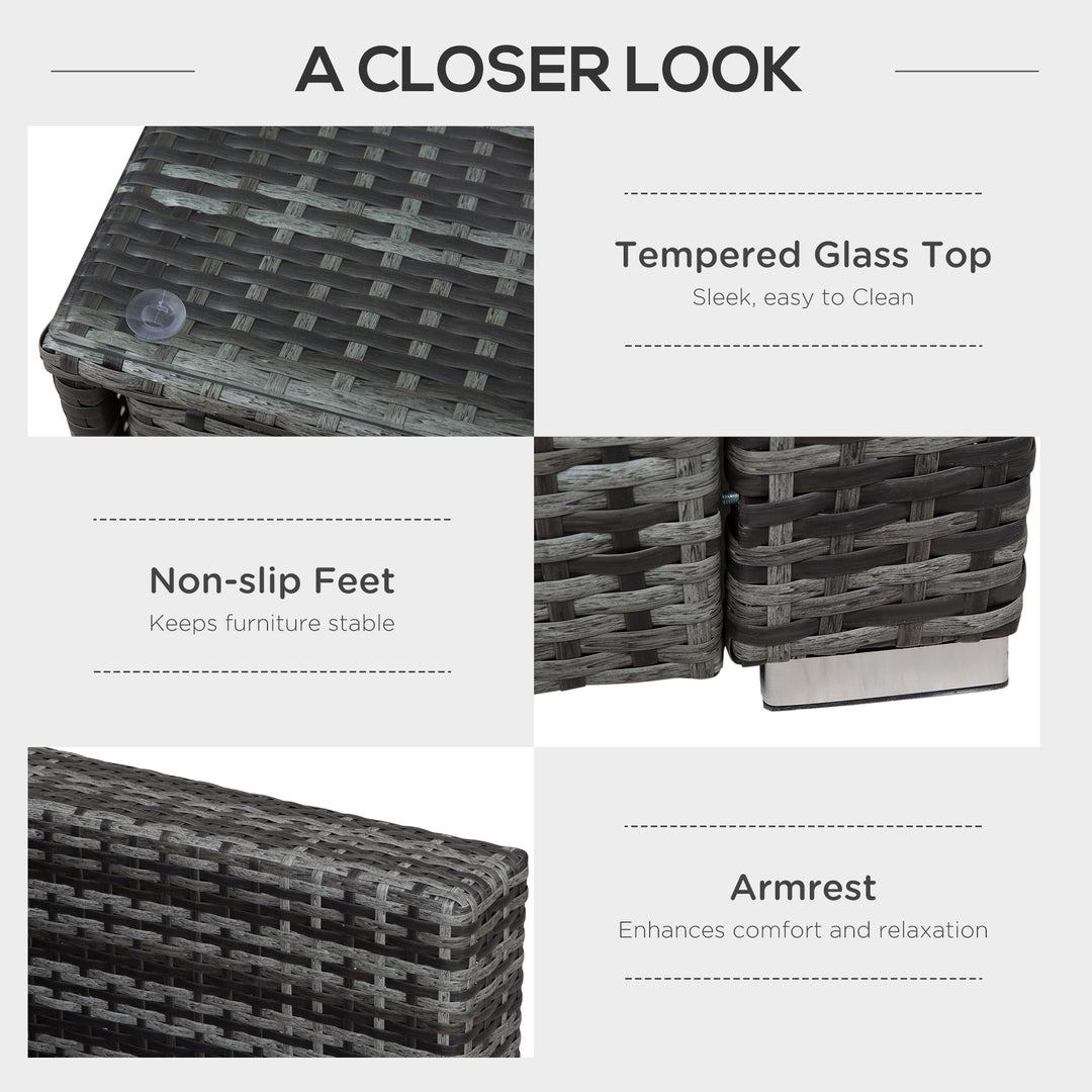 MCL 4 Pcs Rattan Wicker Garden Furniture Patio Sofa Storage & Table Set w/ 2 Drawers Coffee Table,Great Cushioned 4 Seats Corner Sofa - Grey