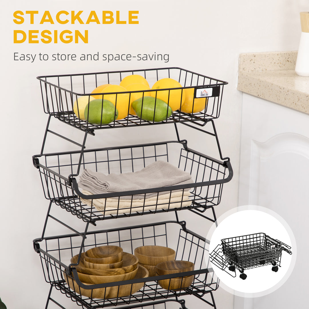 5 Tier Storage Trolley, Stackable Fruit Vegetable Cart for Kitchen, Li