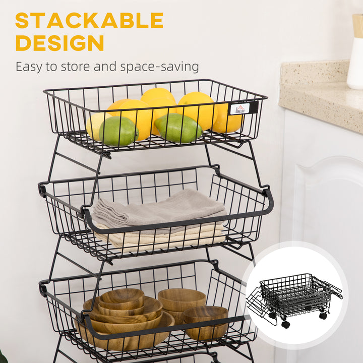 5 Tier Storage Trolley, Stackable Fruit Vegetable Cart for Kitchen, Li