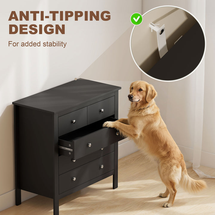 5 Drawer Dresser for Bedroom, Modern Chest of Drawers, Wide Storage Un