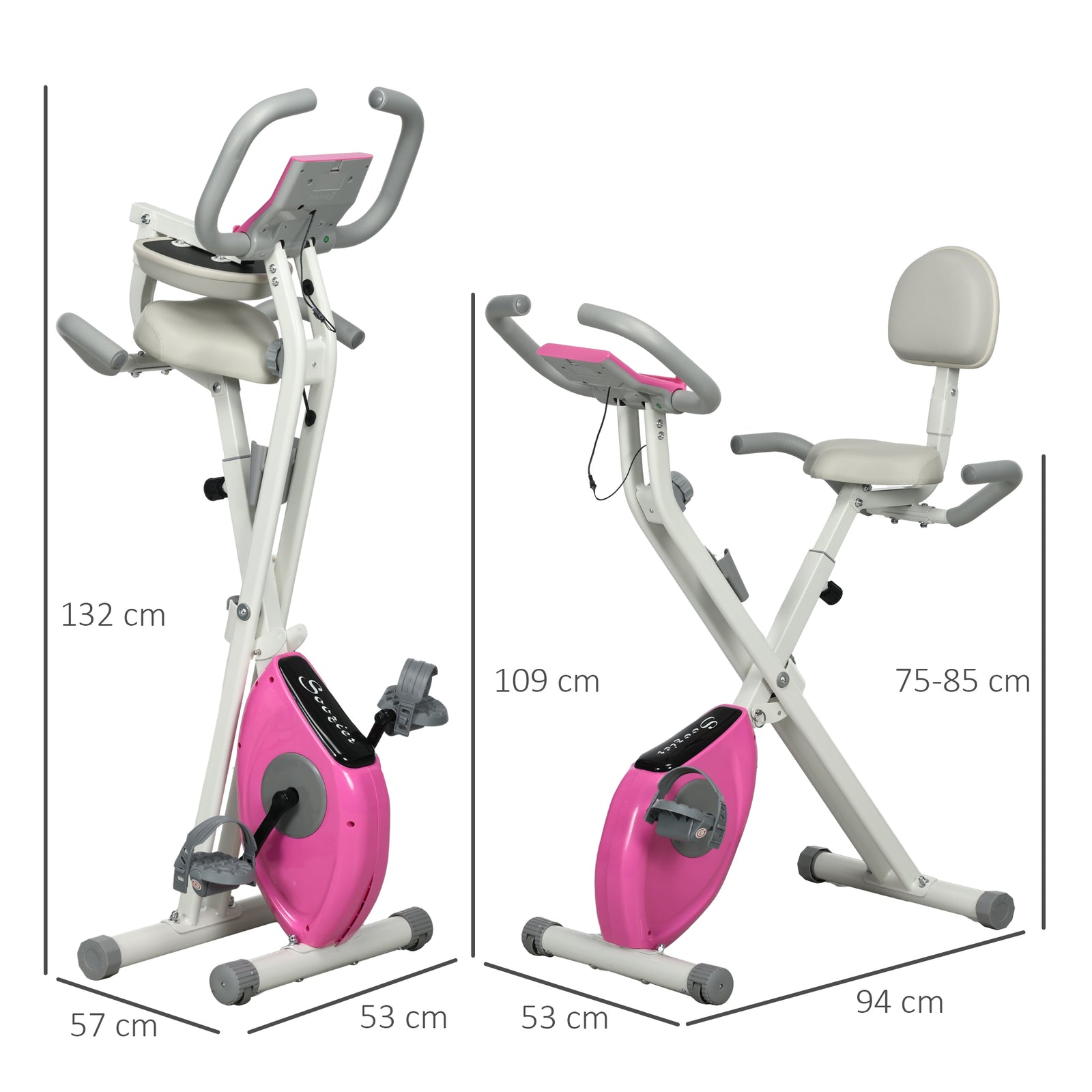 Folding Exercise Bike, with Adjustable Magnetic Resistance, Seat Heigh