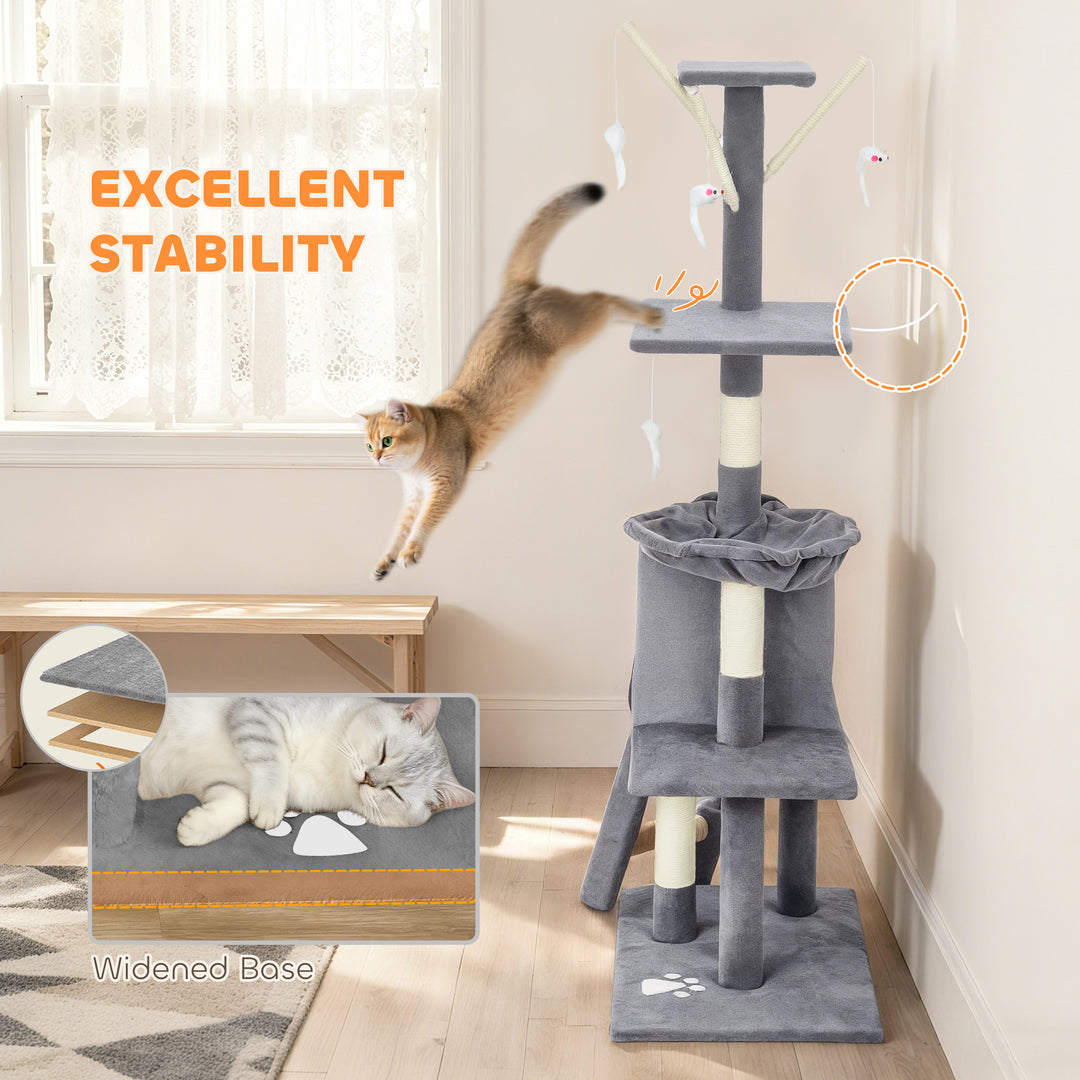 Multi-Level Cat Tower, 134cm Cat Tree with Condo and Sisal Scratching 