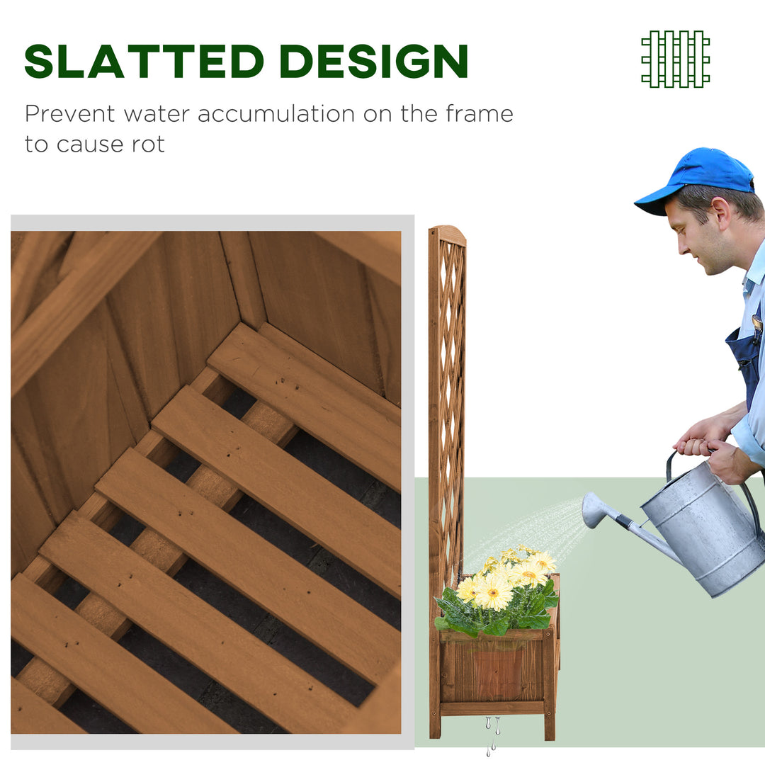 Garden Planter with Trellis, Wooden Raised Bed for Garden with Lattice Trellis for Vegetables, Herbs and Flowers