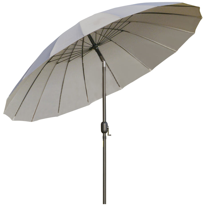 Outsunny Waterproof 2.5m Adjustable Outdoor Garden Parasol Umbrella Sun Shade with Crank & Tilt, Light Grey | Aosom UK