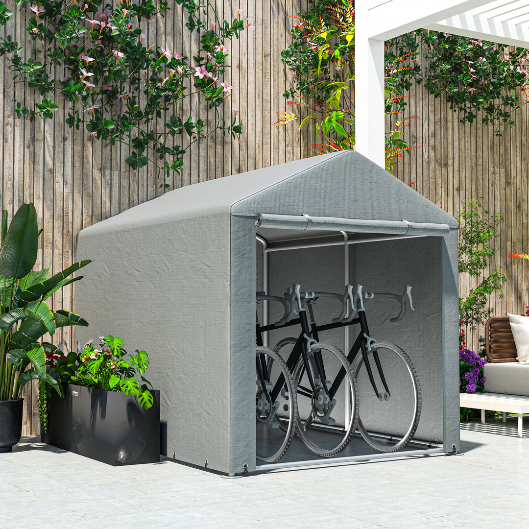 1.6 x 2.2m Garden Storage Shed Tent, with Accessories - Light Grey