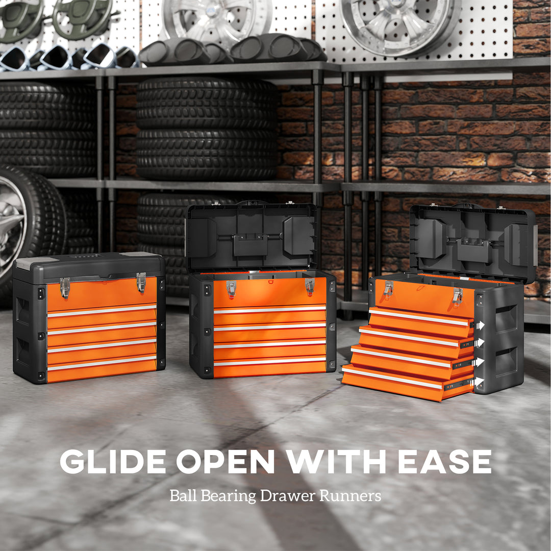 4 Drawers Large Toolbox - Orange