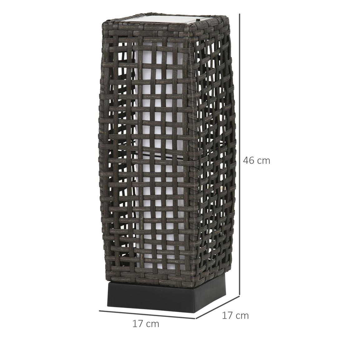 Outdoor Rattan Solar Lantern, Brushed PE Wicker Patio Garden Lantern wtih Auto On/Off Solar Powered LED Lights for Indoor & Outdoor Use, Porch, Yard, Lawn, Courtyard, Grey