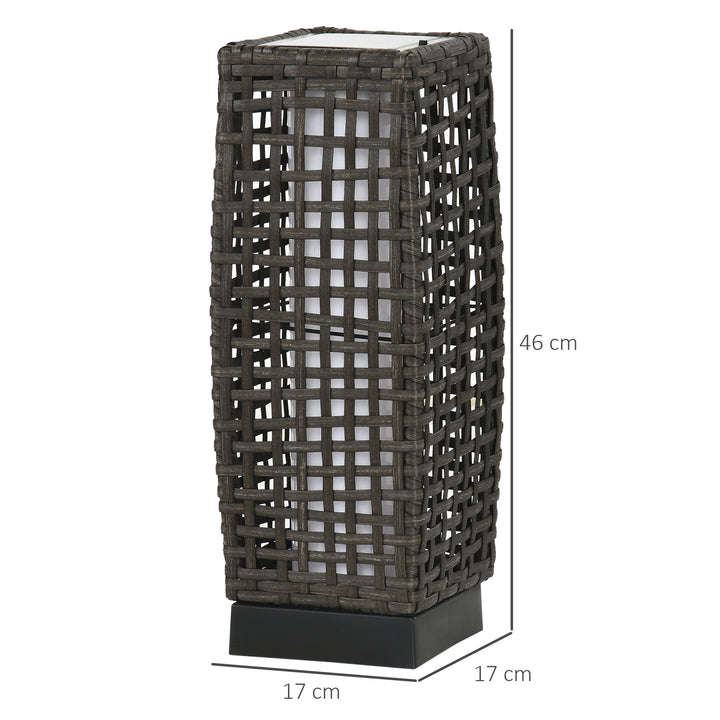 Outdoor Rattan Solar Lantern, Brushed PE Wicker Patio Garden Lantern wtih Auto On/Off Solar Powered LED Lights for Indoor & Outdoor Use, Porch, Yard, Lawn, Courtyard, Grey