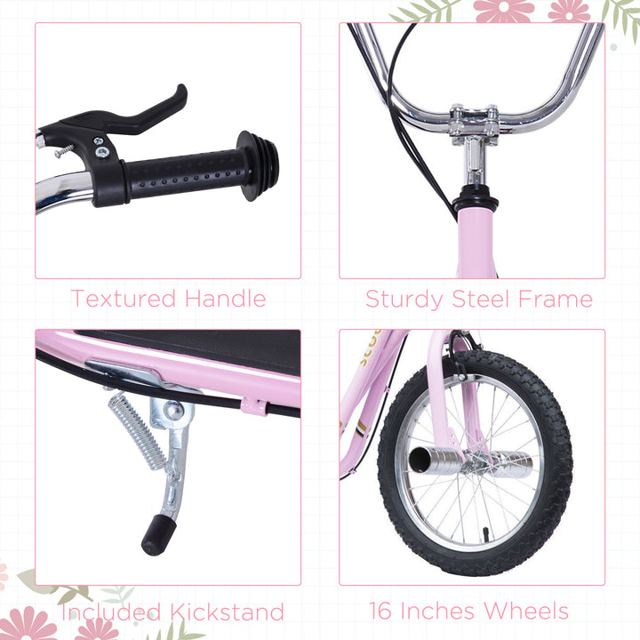 HOMCOM Youth Scooter Adult Teen Push Scooter Kids Children Stunt Scooter Bike Bicycle Ride On 16" Pneumatic Tyres , Pink