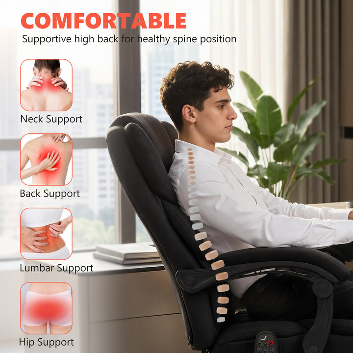Office Chair with 6-point Vibration Massage and Heat, Fabric Desk Chai