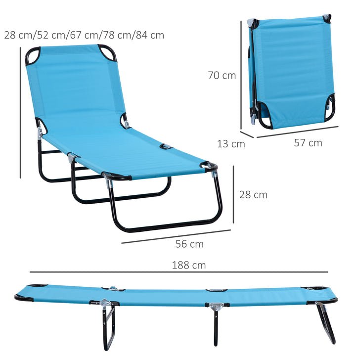 Garden Sun Lounger, with Five-Position Back - Light Blue