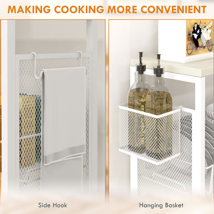 3-Tier Kitchen Cart with 3 Steel Wire Baskets