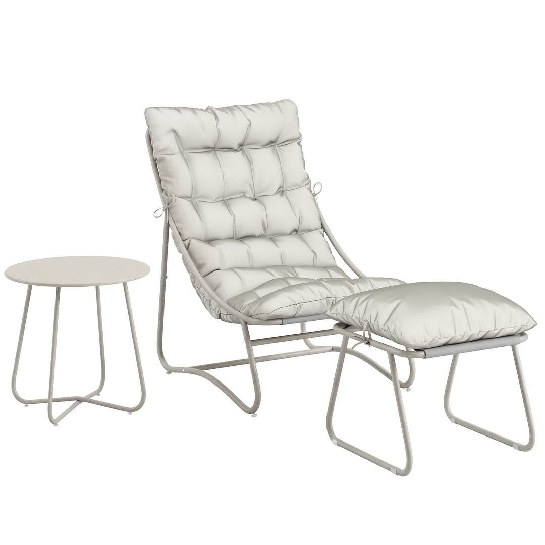 Bistro Set for Garden, 3 Piece Outdoor Table and Chair with Footstool 