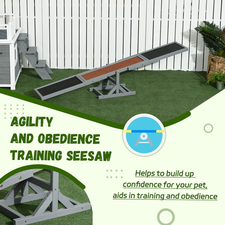 Wooden Pet Seesaw for Big Dogs, Dog Agility Equipment with Anti-Slip Surface - Grey