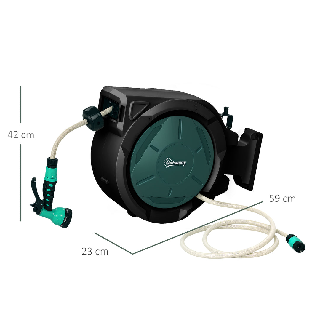 Retractable Hose Reel Wall Mounted, 30+2m Garden Hose Pipe Reel with L