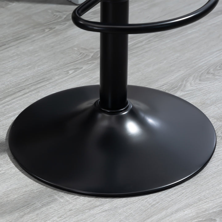 Bar Stools Set of 2, Height Adjustable Swivel Barstools, PU Leather Kitchen Stools with Backs, Armrests and Footrest for Home, Counter and Dining Room, Black