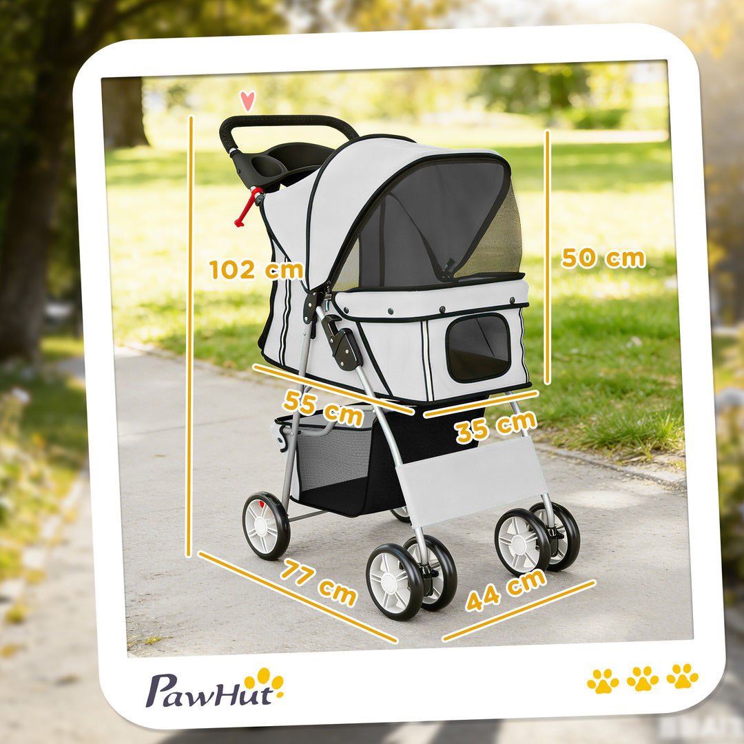 Dog Pram, Pet Stroller with Reflective Strips, Foldable Cat Stroller w