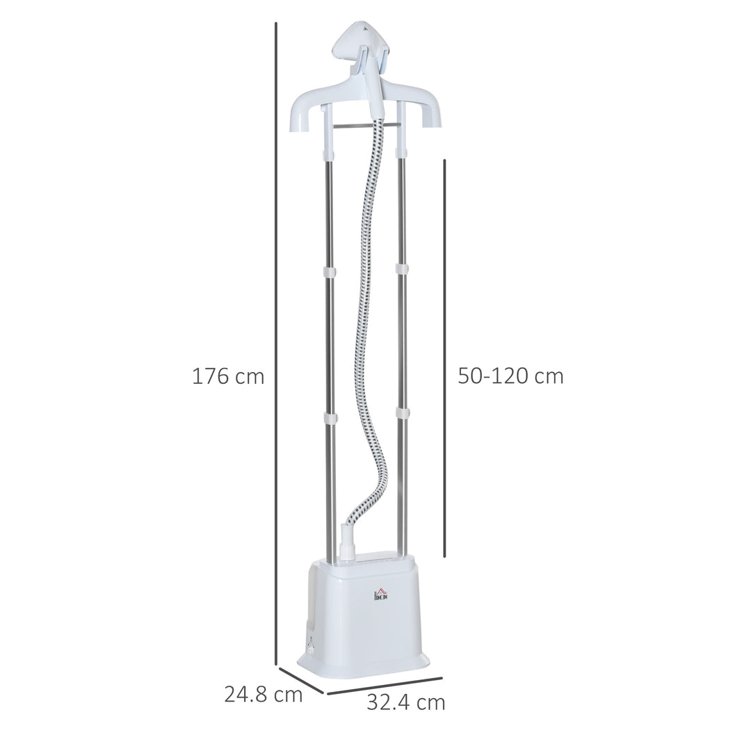 Upright Garment Clothes Steamer with 6 Steam Setting, 45s Fast Heat-up, 1.7L Water Tank and 35g/min steam flow, Wrinkle and Odour Remover Suitable for all Fabrics, 1960W, White