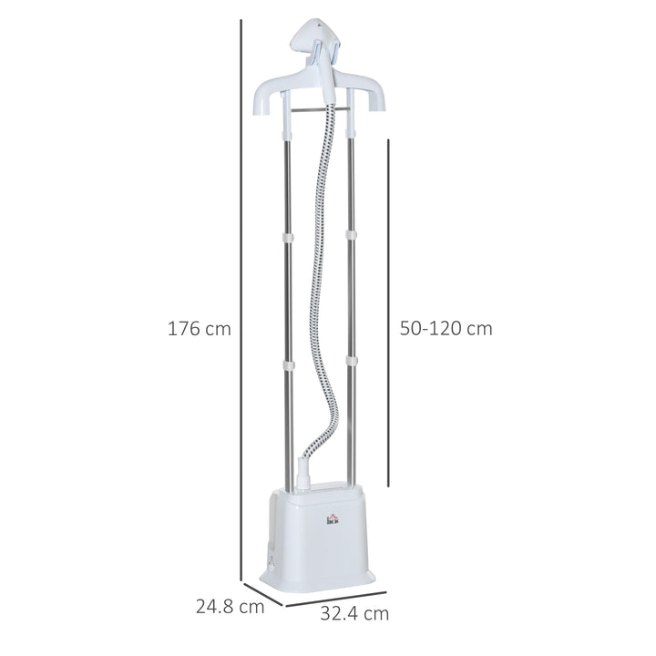 Upright Garment Clothes Steamer with 6 Steam Setting, 45s Fast Heat-up, 1.7L Water Tank and 35g/min steam flow, Wrinkle and Odour Remover Suitable for all Fabrics, 1960W, White