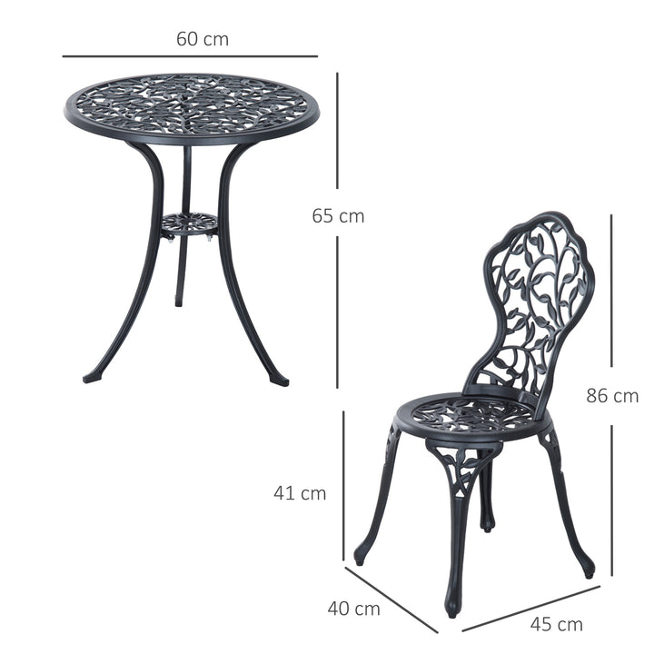 Outsunny Cast Aluminum 3 Piece Bistro Set, Antique Style Garden Furniture with Dining Table and Chairs, Outdoor Seating, Antique