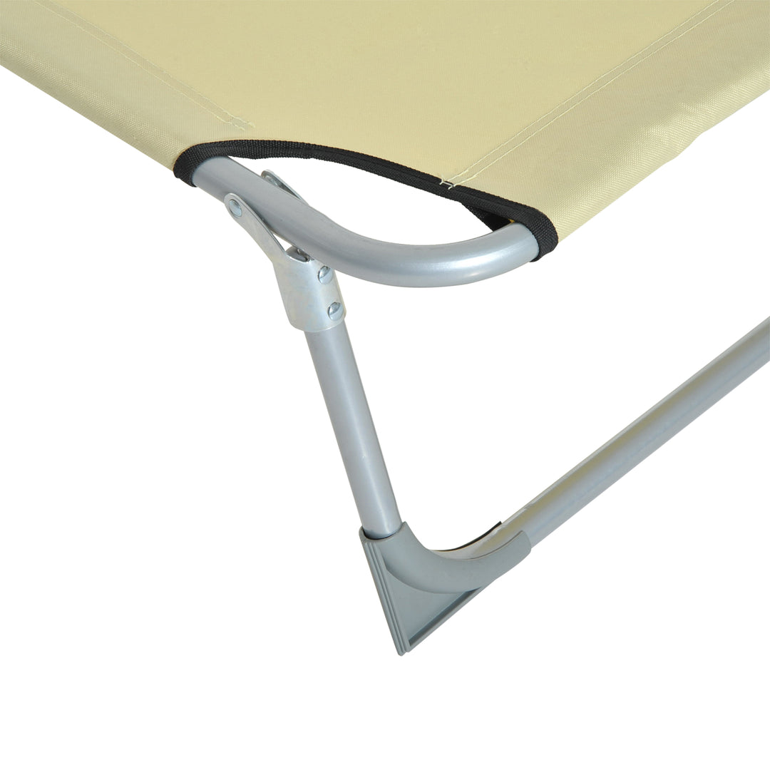 MCL Reclining Sun Lounger Chair Folding Camping Bed with 4-Position Adjustable Backrest, for Travel Indoor Outdoor Office Fishing, Beige