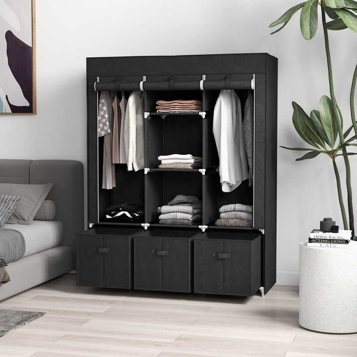Foldable Fabric Wardrobe for Bedroom, Portable Wardrobe with 5 Shelves